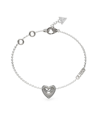 Pulseira Guess 13mm Paved Heart Aço