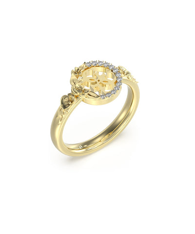 Anel Aço Guess 4 Love 4g Flowers Coin Ring