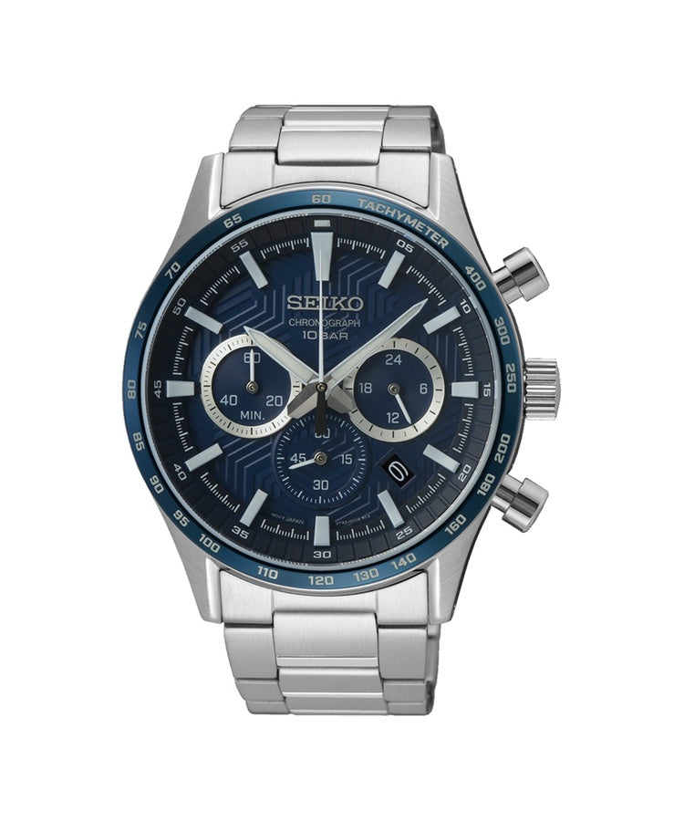 Relógio Seiko Sports Cronógrafo Quartzo Prat. Azul