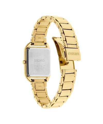 Relógio Seiko Ladies Quartzo Caixa Quadrada Dourado