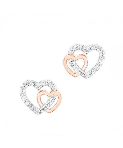 Brincos Unike Classy Two Hearts