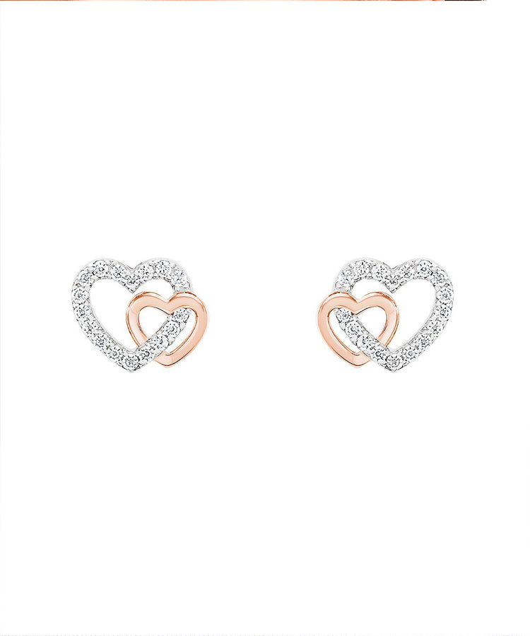 Brincos Unike Classy Two Hearts