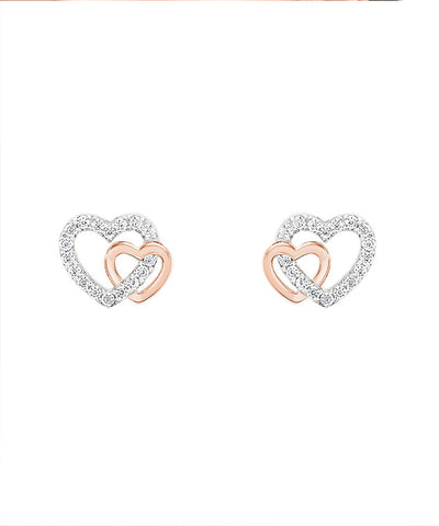 Brincos Unike Classy Two Hearts