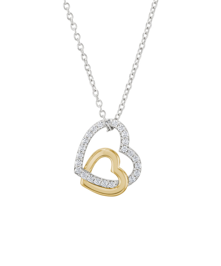 Colar Unike Double Heart Bicolor