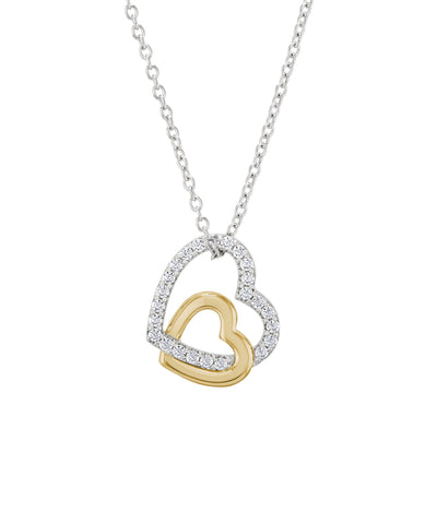 Colar Unike Double Heart Bicolor