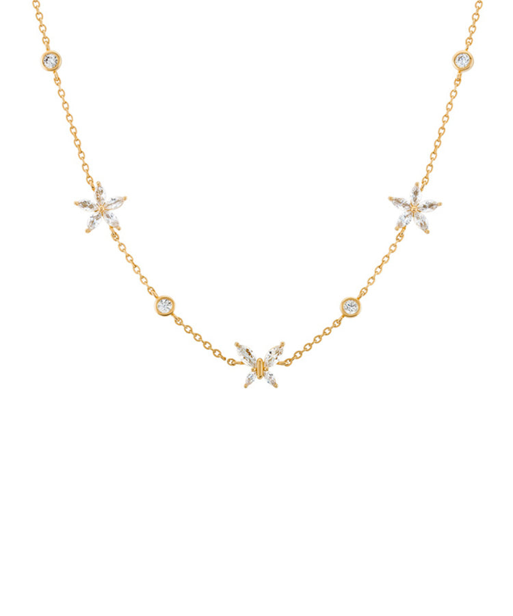 Colar Matchy Navete Flowers and Butterfly Unike