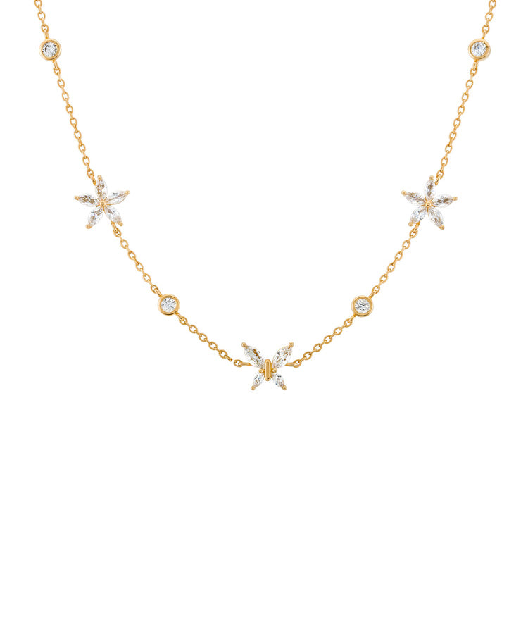Colar Matchy Navete Flowers and Butterfly Unike