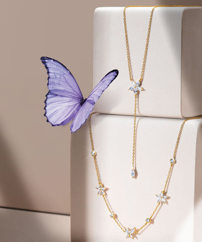 Colar Matchy Navete Flowers and Butterfly Unike