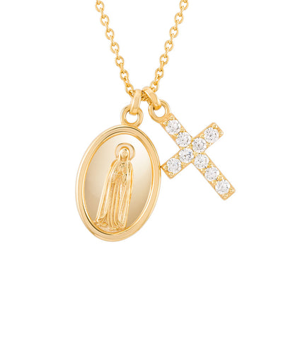Colar Unike Hope Medalha Nossa Sra de Fátima & Cruz
