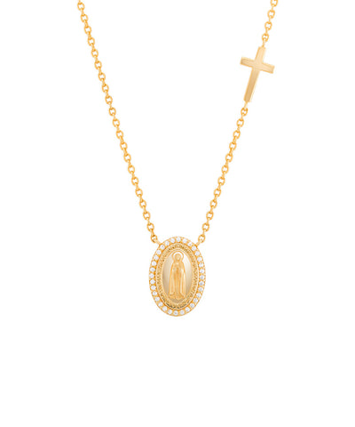 Colar Unike Hope Medalha Nossa Sra de Fátima & Cruz