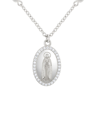 Colar Hope Medalha Nossa Sra de Fátima com Pérolas