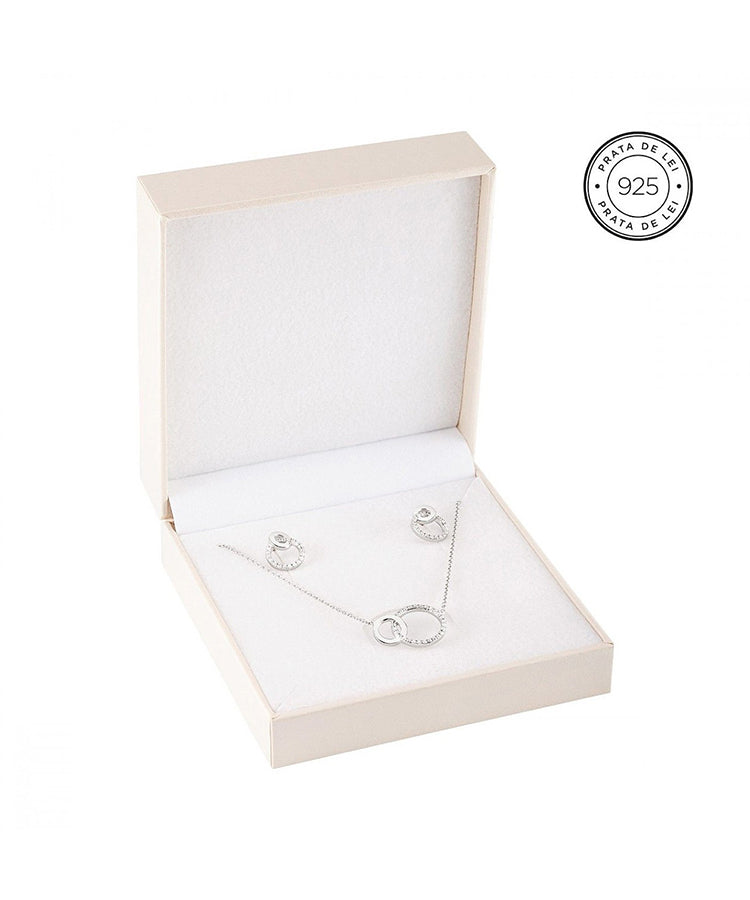 Conjunto Colar & Brincos Prata UNIKE