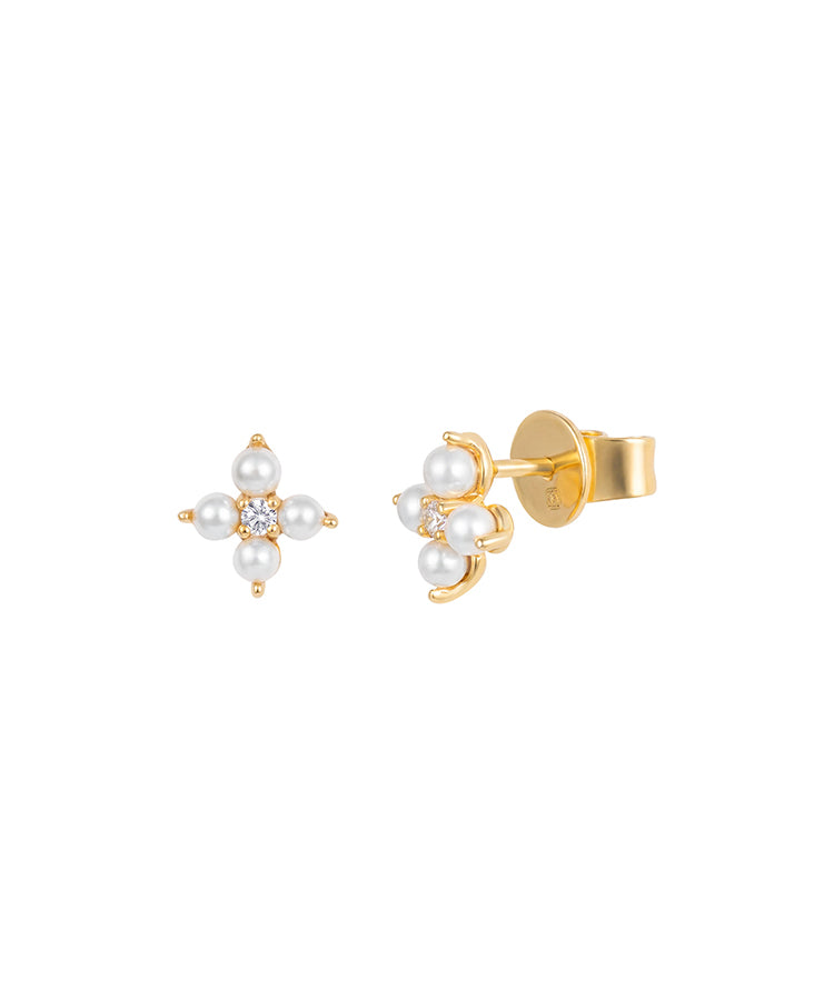 Brincos Unike Classy Flores e Pérolas