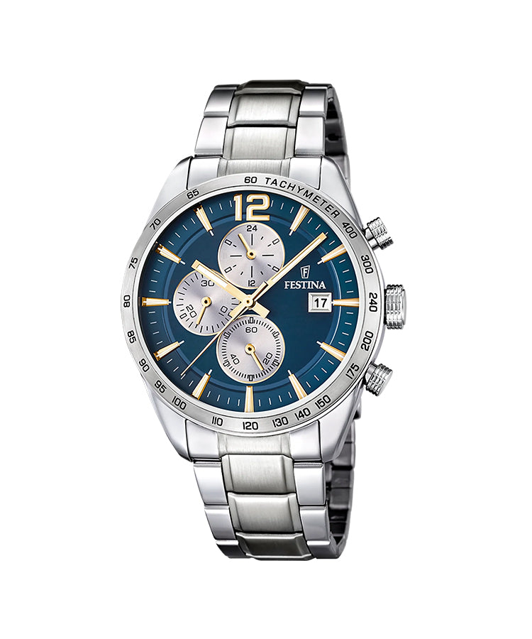 Relógio Festina azul com correia de aço