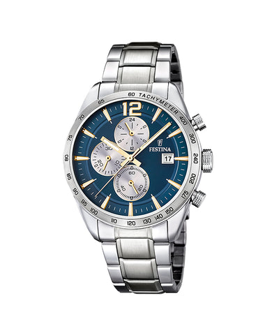 Relógio Festina azul com correia de aço
