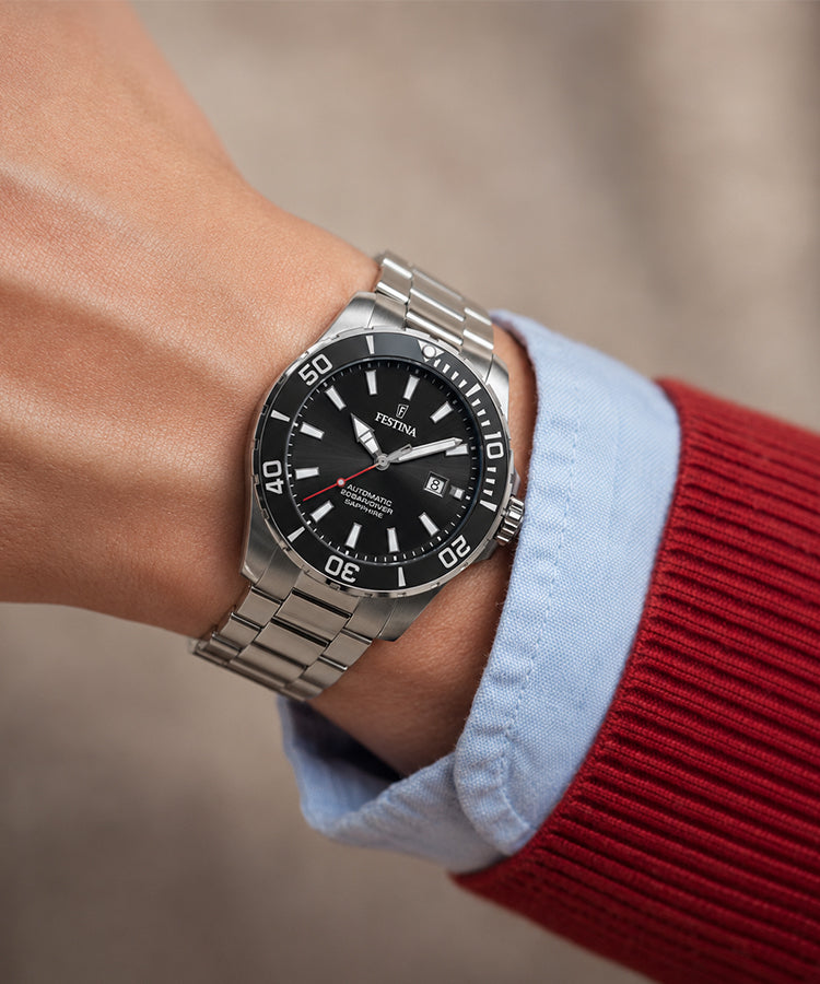 Relógio Festina Automático Preto com Pulseira de Aço