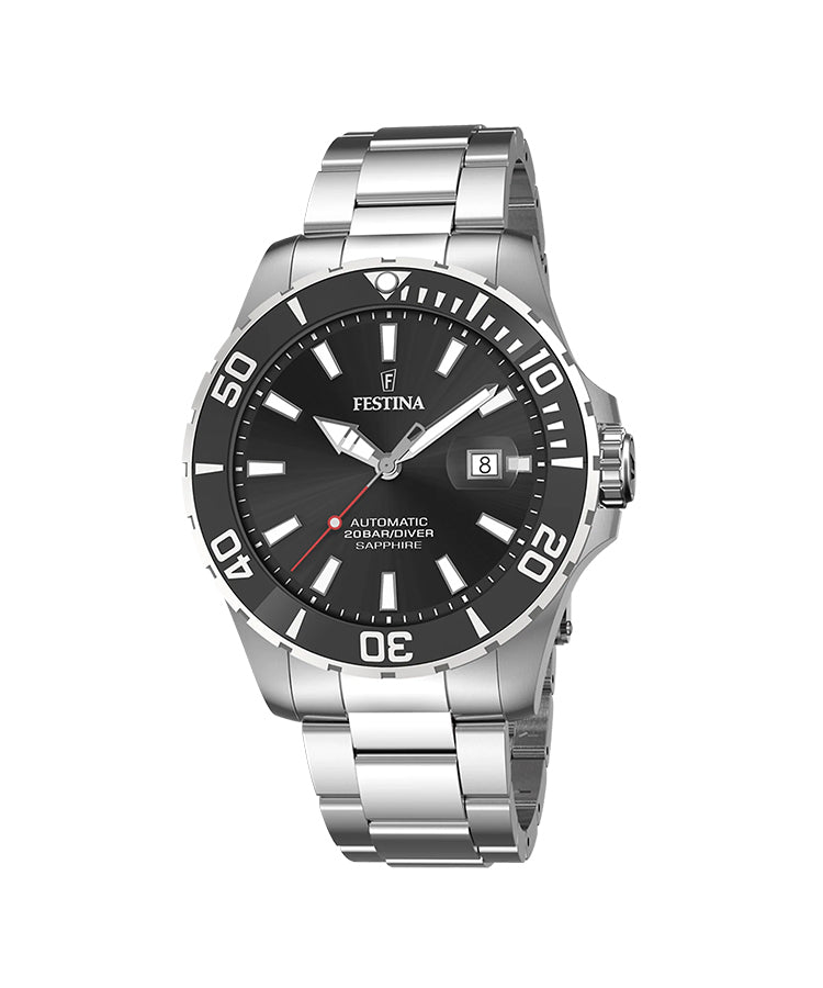 Relógio Festina Automático Preto com Pulseira de Aço